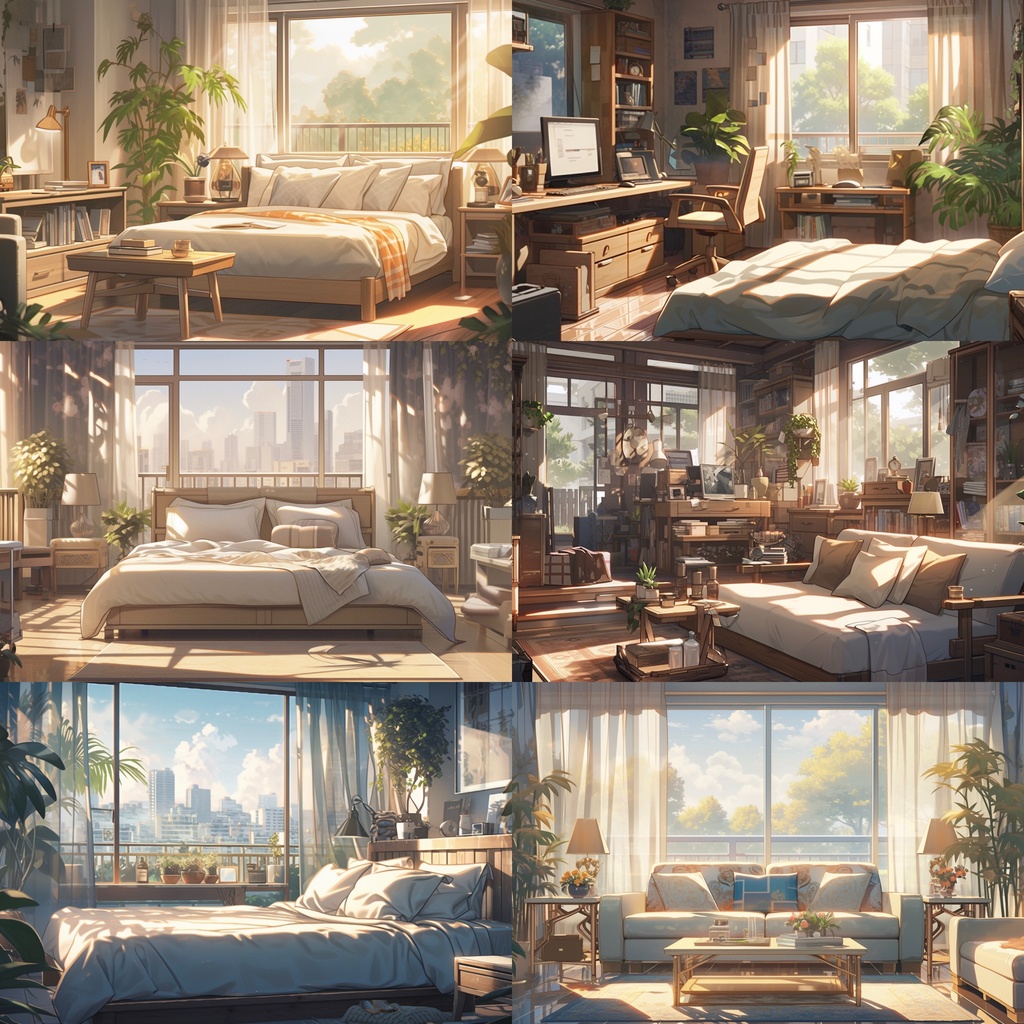 【背景素材】アパート・マンション室内 部屋 寝室 リビング キッチン等 背景30枚【画集】【コンセプトアート】