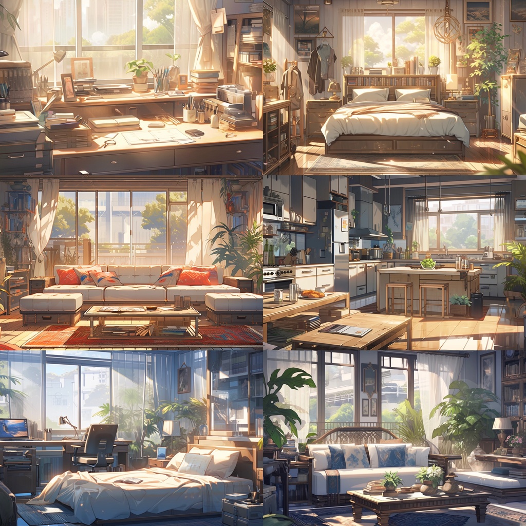 【背景素材】アパート・マンション室内 部屋 寝室 リビング キッチン等 背景30枚【画集】【コンセプトアート】