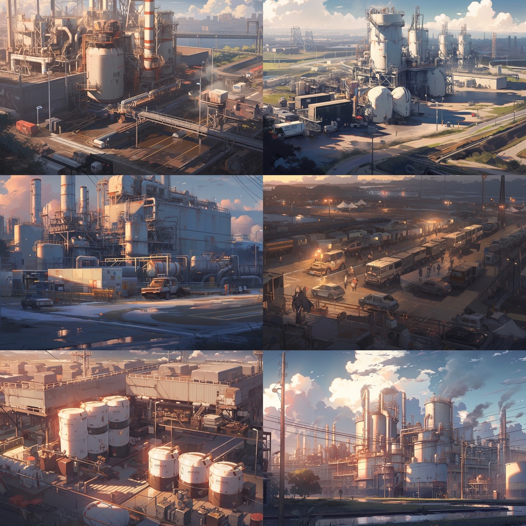 【背景素材】工場 工業 プラント 製鉄所 コンテナ タンク等 背景30枚【画集】【コンセプトアート】