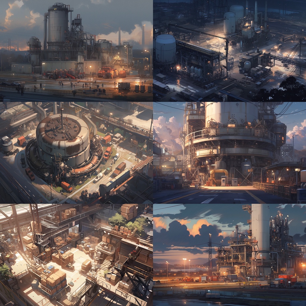 【背景素材】工場 工業 プラント 製鉄所 コンテナ タンク等 背景30枚【画集】【コンセプトアート】
