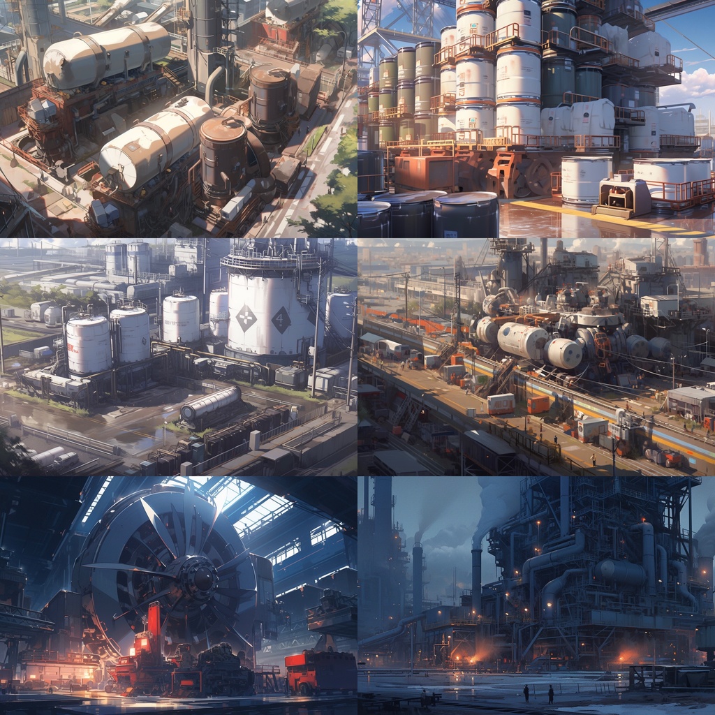 【背景素材】工場 工業 プラント 製鉄所 コンテナ タンク等 背景30枚【画集】【コンセプトアート】