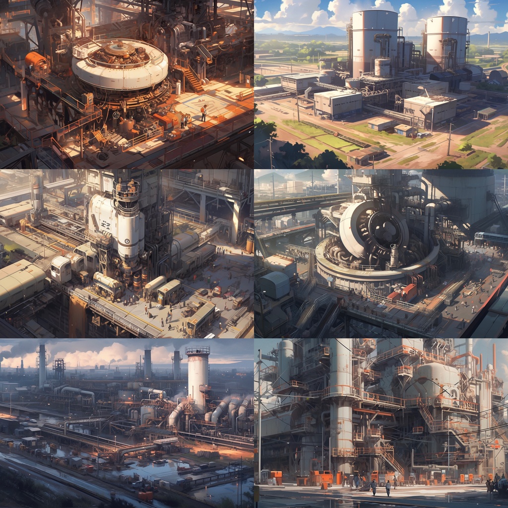 【背景素材】工場 工業 プラント 製鉄所 コンテナ タンク等 背景30枚【画集】【コンセプトアート】