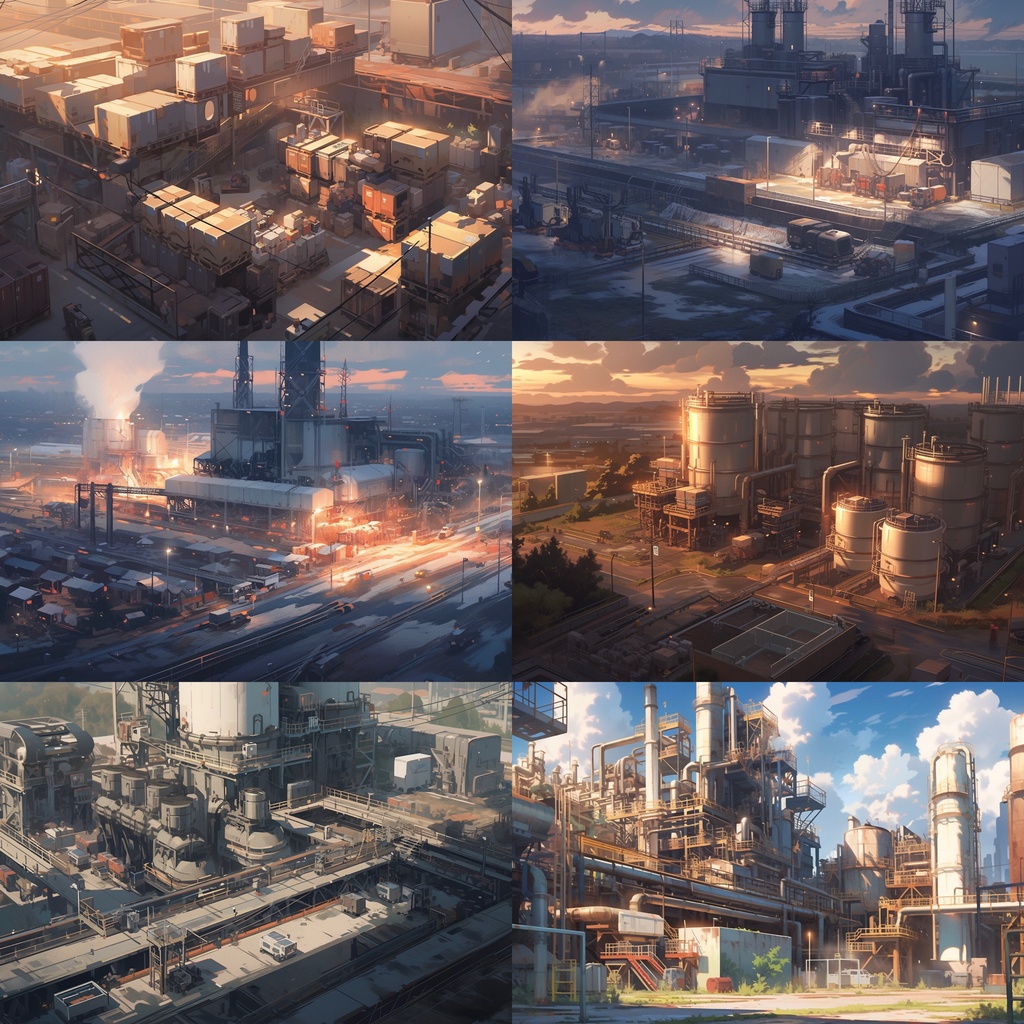 【背景素材】工場 工業 プラント 製鉄所 コンテナ タンク等 背景30枚【画集】【コンセプトアート】