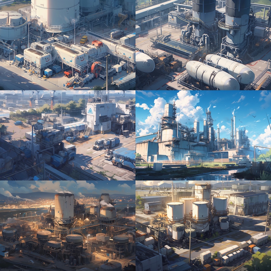 【背景素材】【外観】工場 工業 プラント 製鉄所 タンク等 外観 背景30枚【画集】【コンセプトアート】