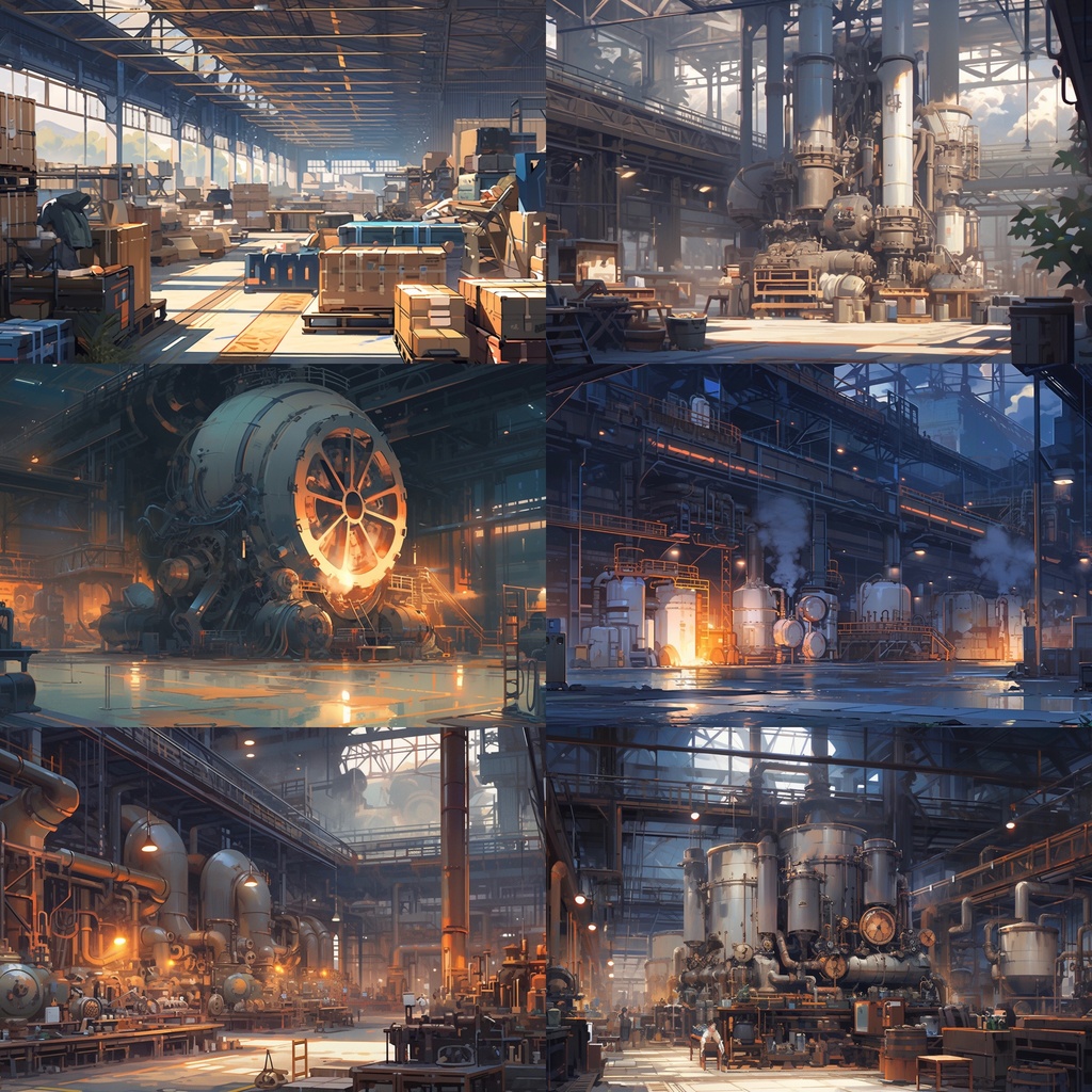 【背景素材】【内観】 工場 工業 プラント 倉庫 巨大機械 精密機器等 内観 背景30枚【画集】【コンセプトアート】