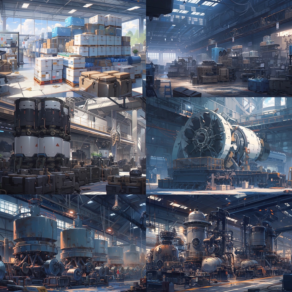 【背景素材】【内観】 工場 工業 プラント 倉庫 巨大機械 精密機器等 内観 背景30枚【画集】【コンセプトアート】