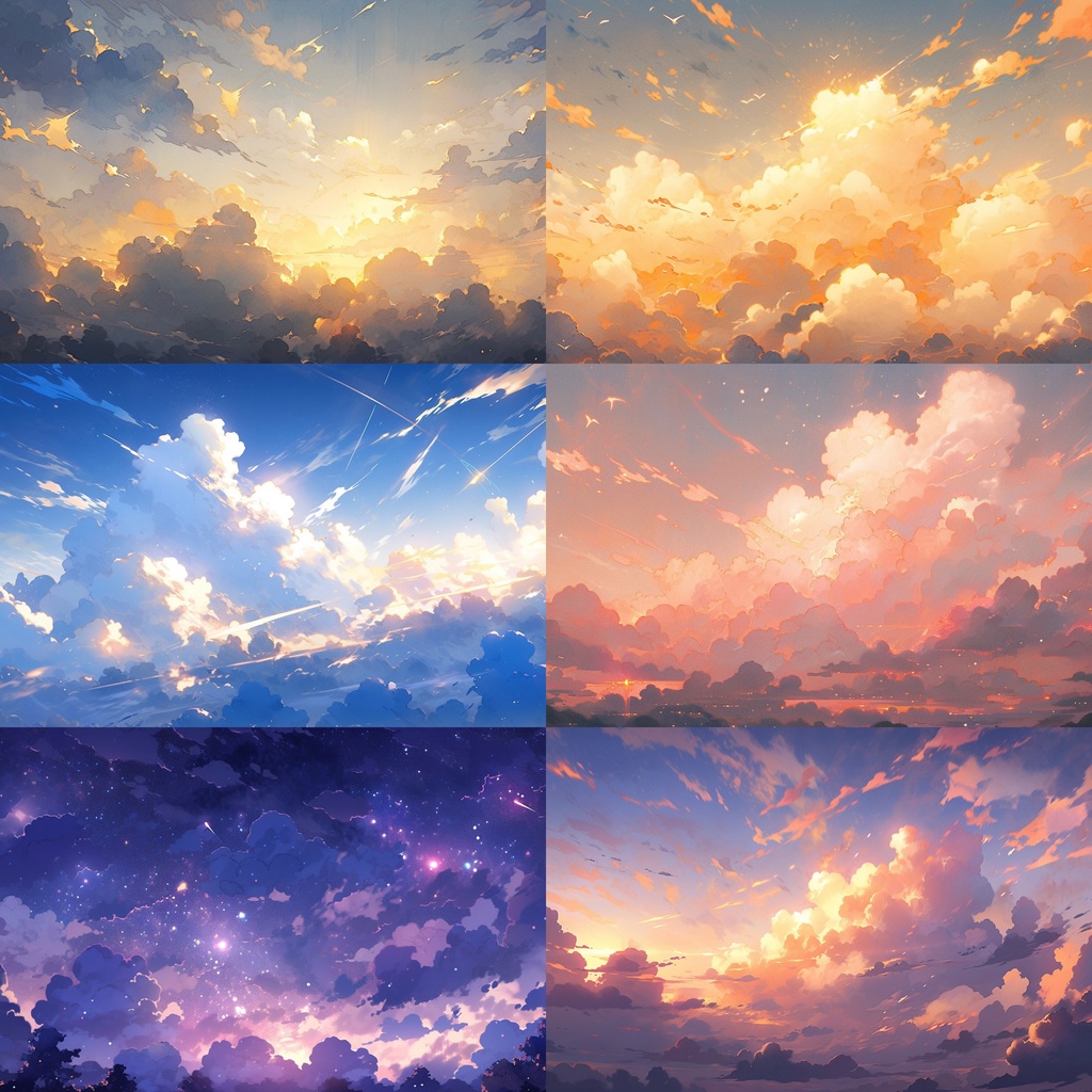 【背景素材】空 雲 夕焼け 朝焼け 夜空 星空等 背景30枚【画集】【コンセプトアート】