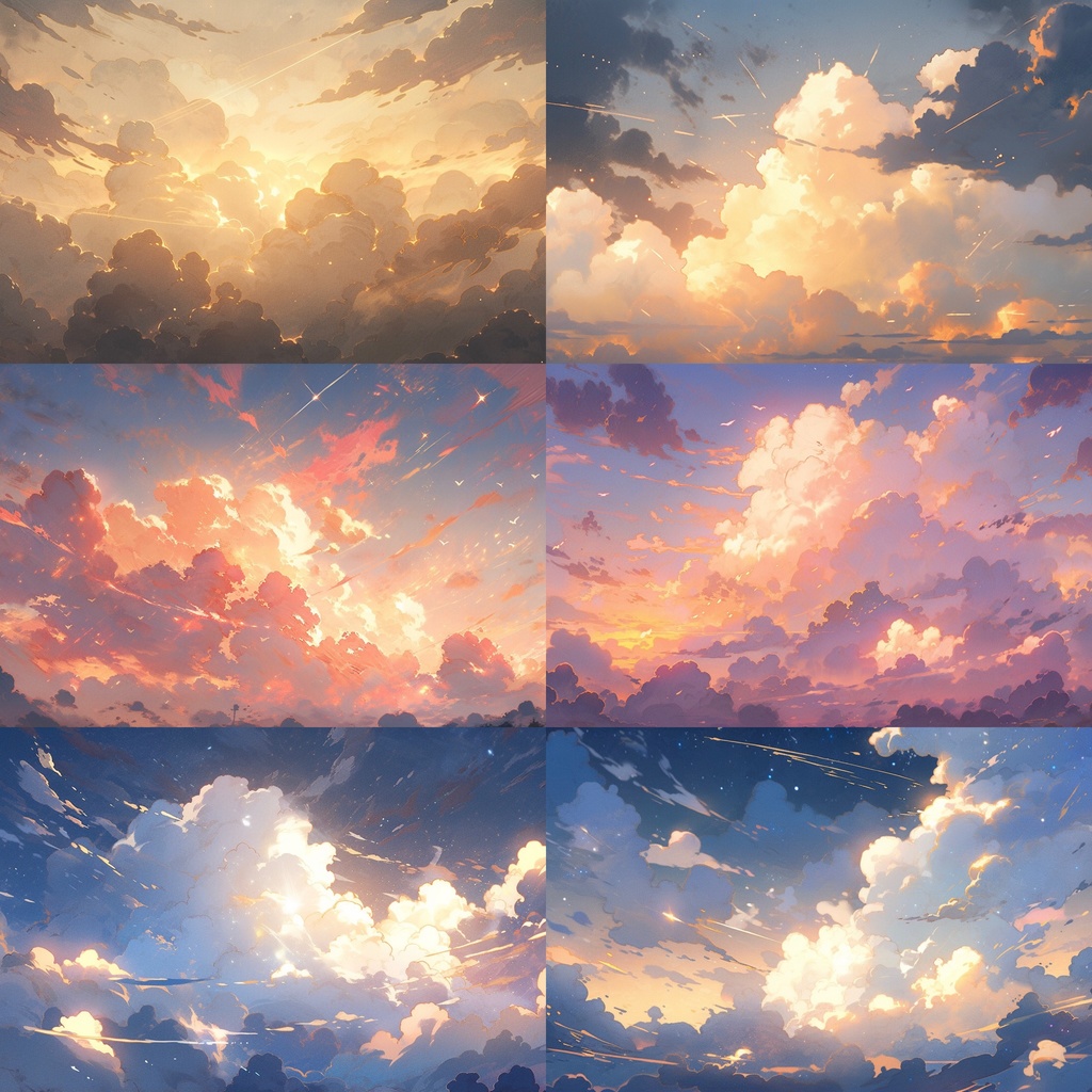 【背景素材】空 雲 夕焼け 朝焼け 夜空 星空等 背景30枚【画集】【コンセプトアート】