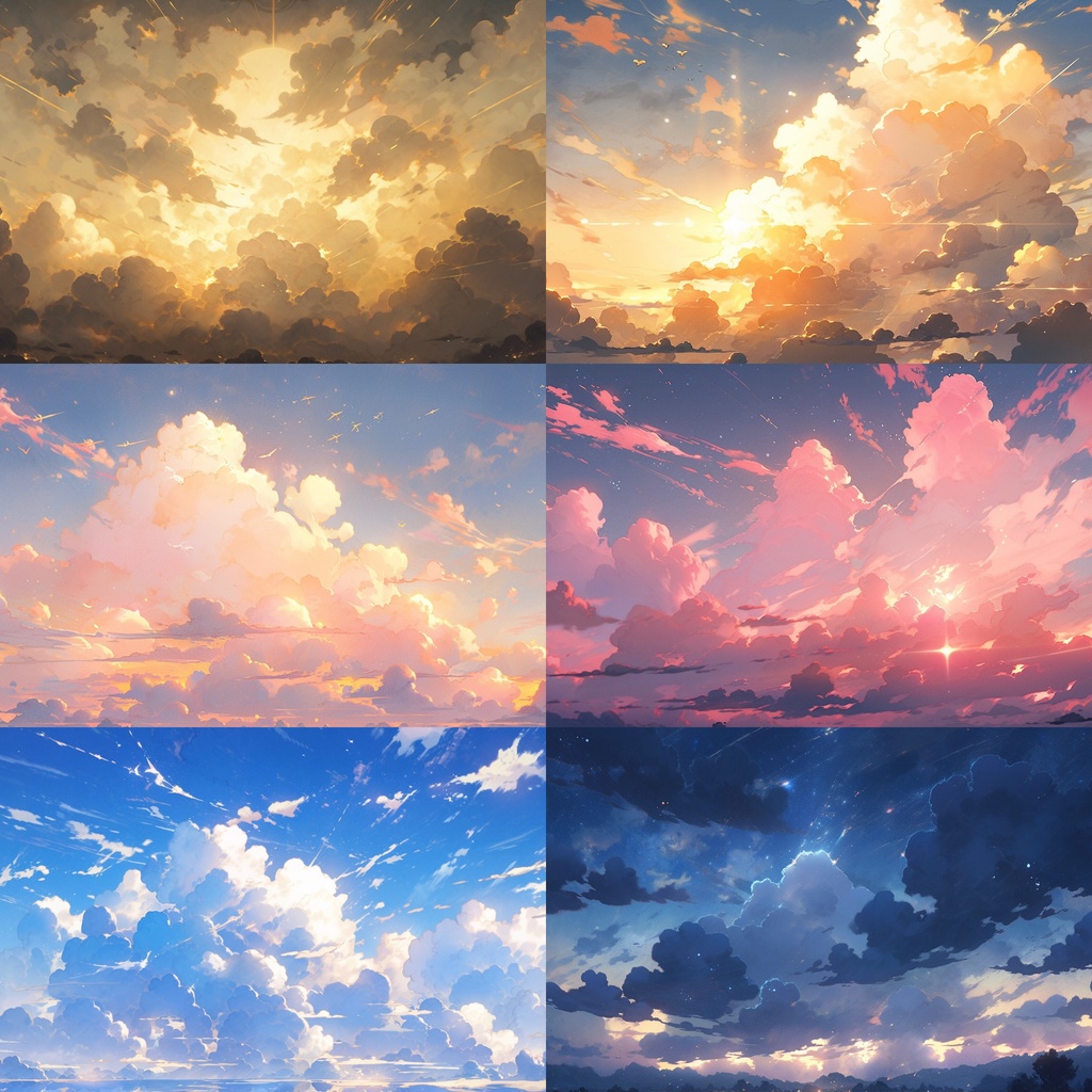 【背景素材】空 雲 夕焼け 朝焼け 夜空 星空等 背景30枚【画集】【コンセプトアート】