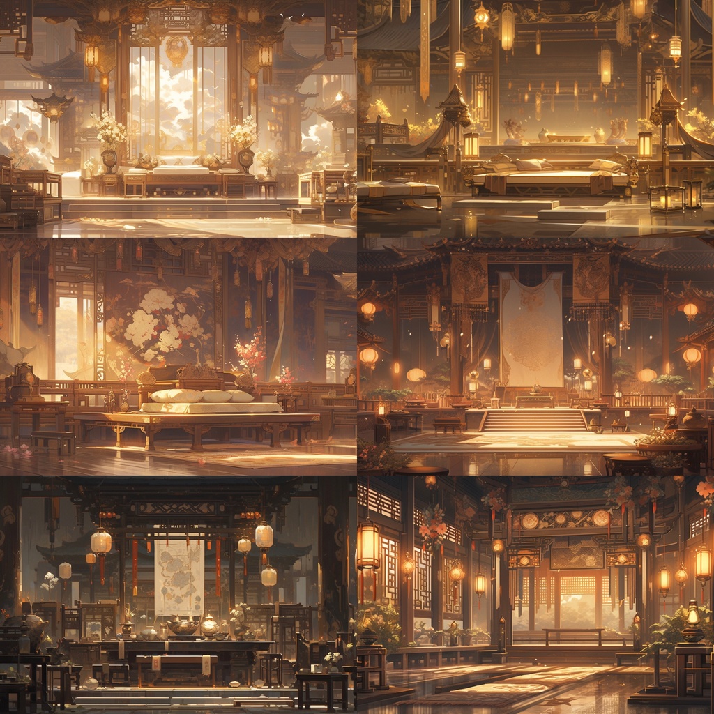 【背景素材】【黄】中華風 チャイナ風 古代中国 宮殿 王宮 建築等 内観 外観 背景30枚【画集】【コンセプトアート】