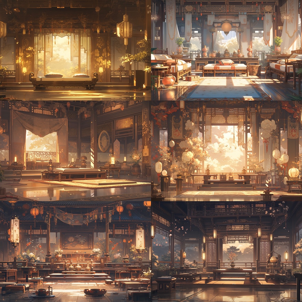 【背景素材】【黄】中華風 チャイナ風 古代中国 宮殿 王宮 建築等 内観 外観 背景30枚【画集】【コンセプトアート】