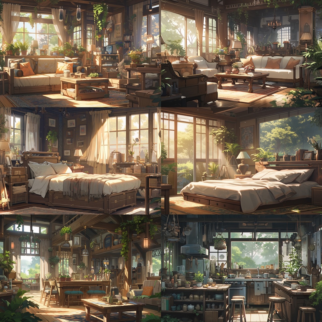 【背景素材】古民家 室内 リビング 寝室 キッチン 木造建築 内観 背景30枚【画集】【コンセプトアート】