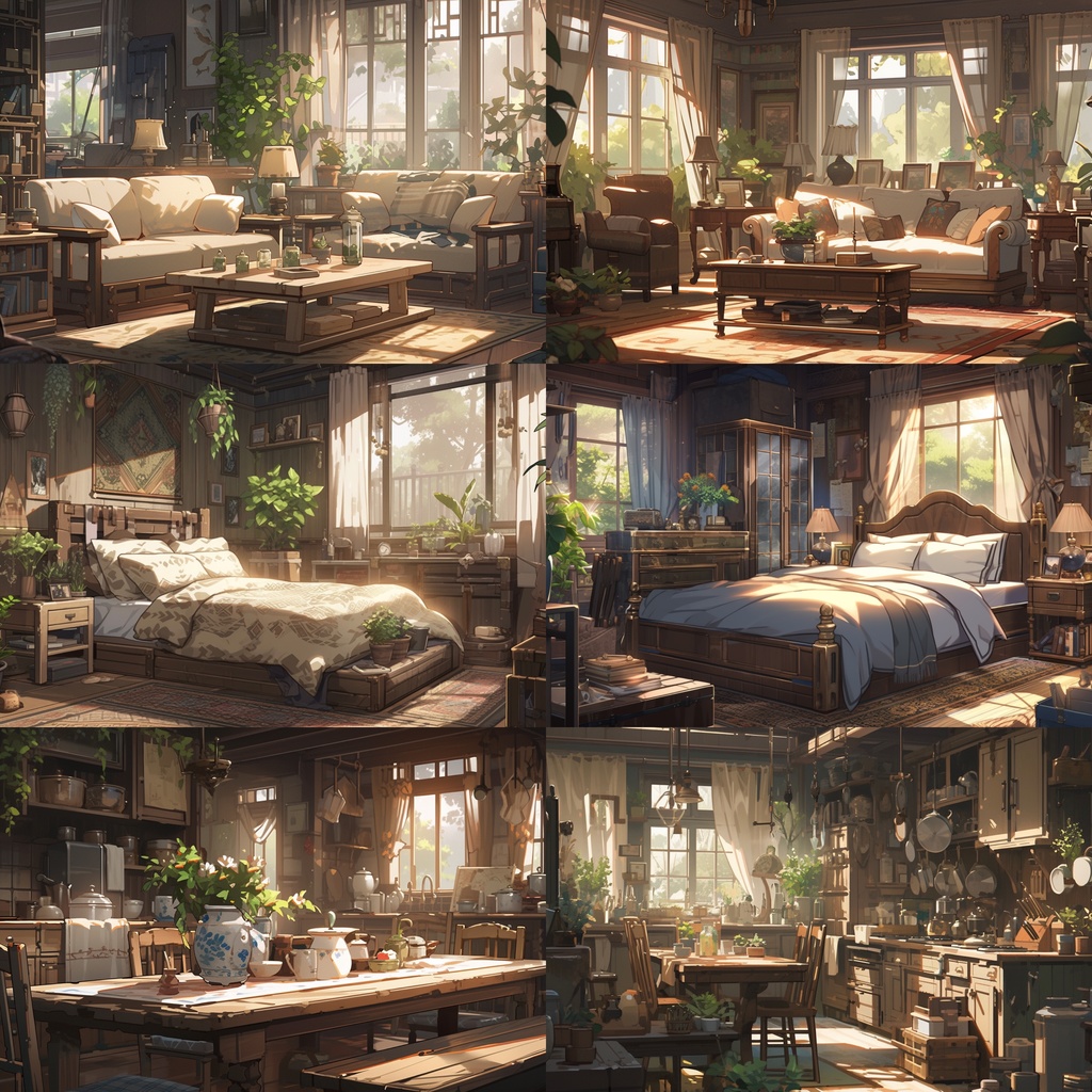 【背景素材】古民家 室内 リビング 寝室 キッチン 木造建築 内観 背景30枚【画集】【コンセプトアート】