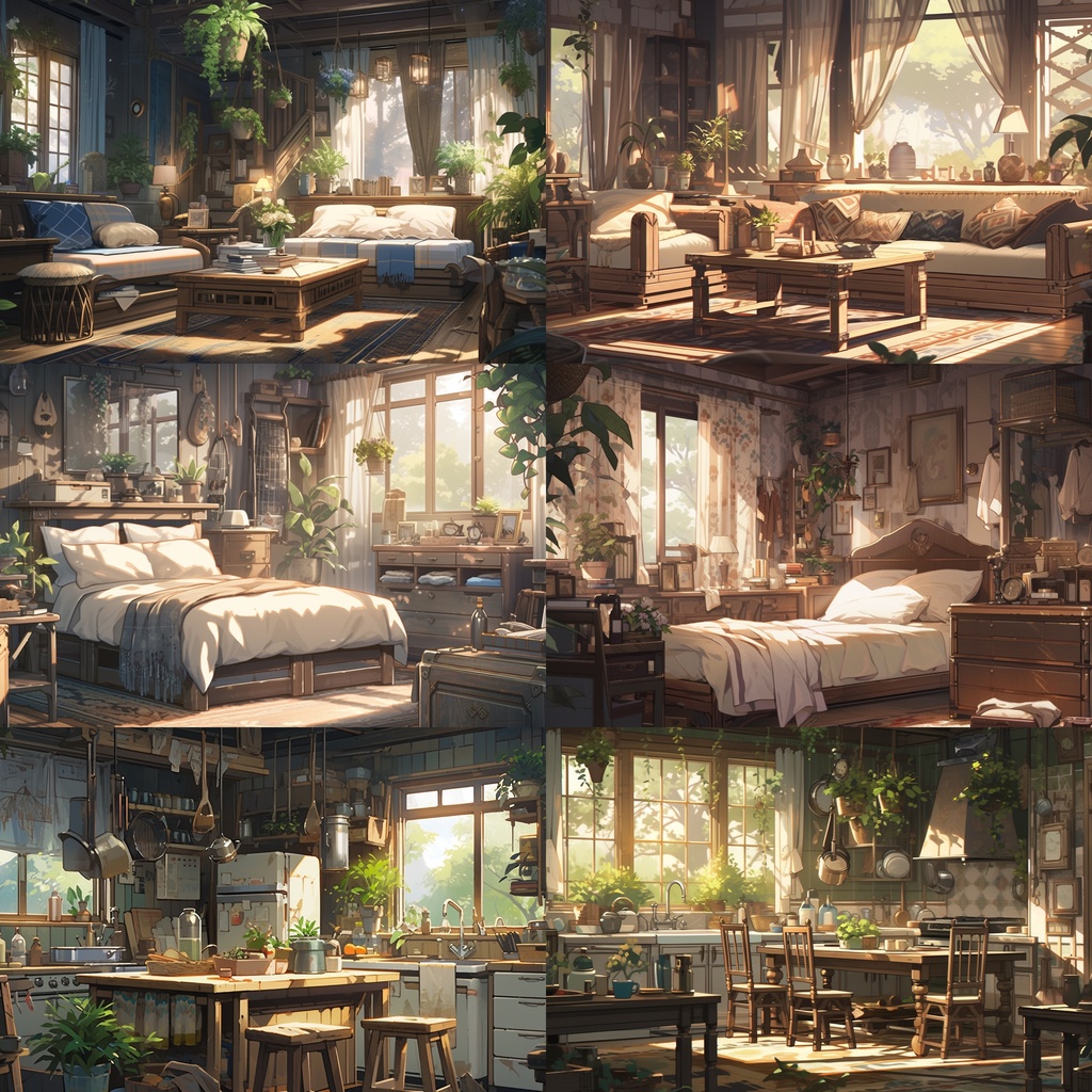 【背景素材】古民家 室内 リビング 寝室 キッチン 木造建築 内観 背景30枚【画集】【コンセプトアート】