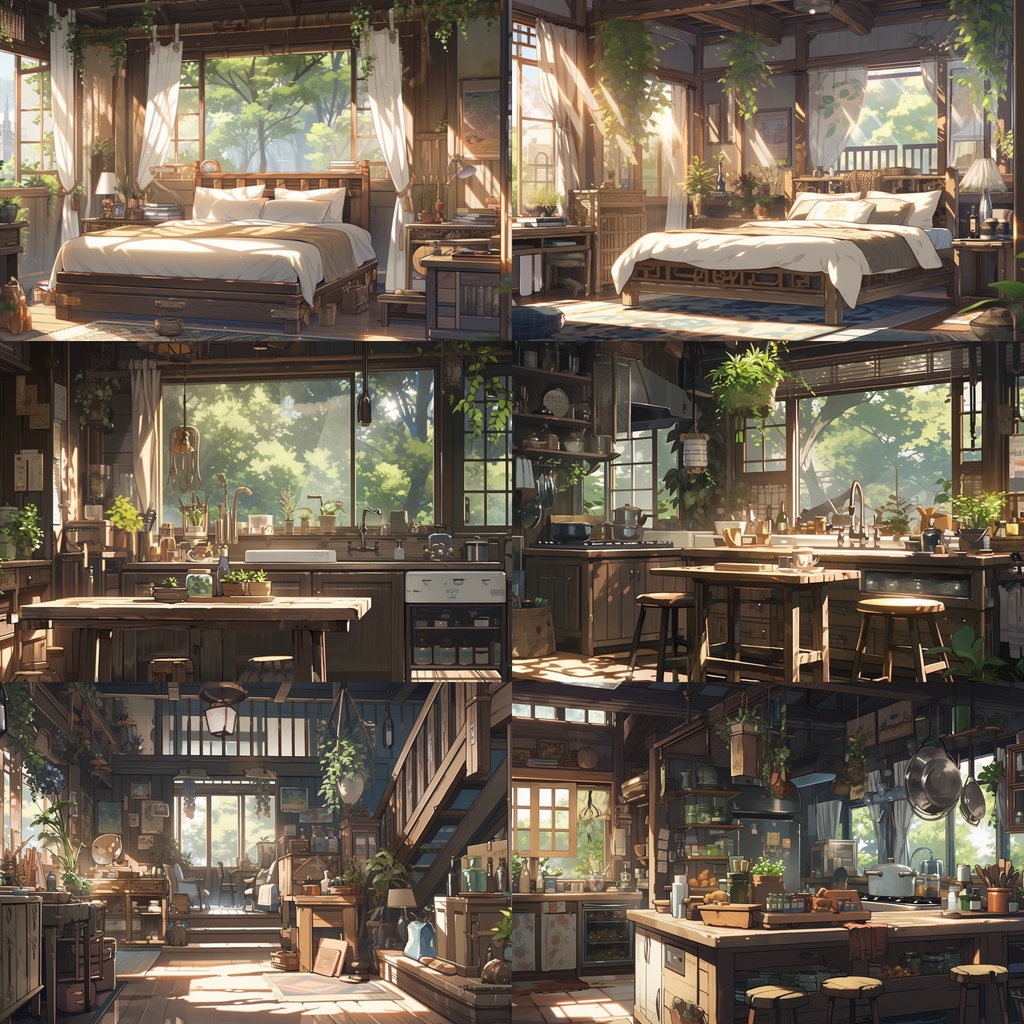 【背景素材】古民家 室内 リビング 寝室 キッチン アトリエ 木造建築等 内観 外観 背景90枚【画集】【コンセプトアート】