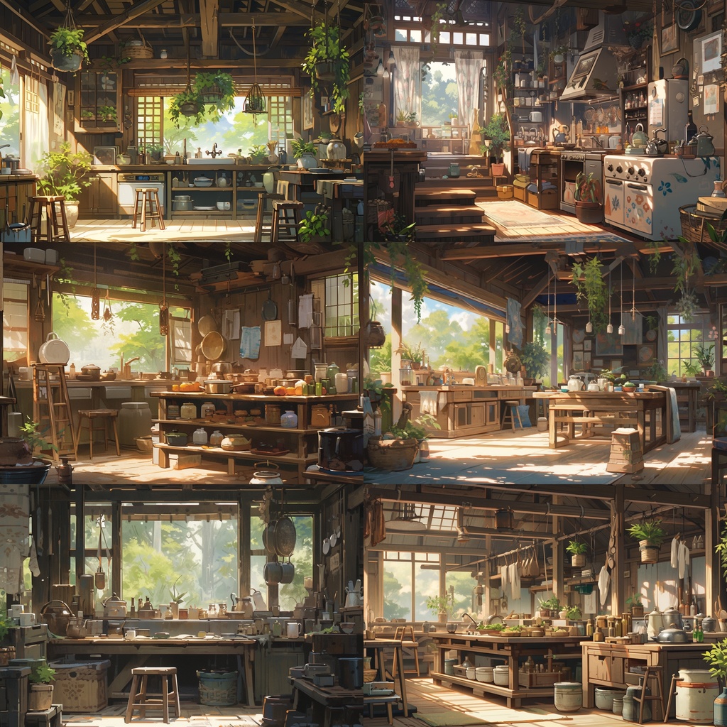 【背景素材】古民家 室内 リビング 寝室 キッチン アトリエ 木造建築等 内観 外観 背景90枚【画集】【コンセプトアート】