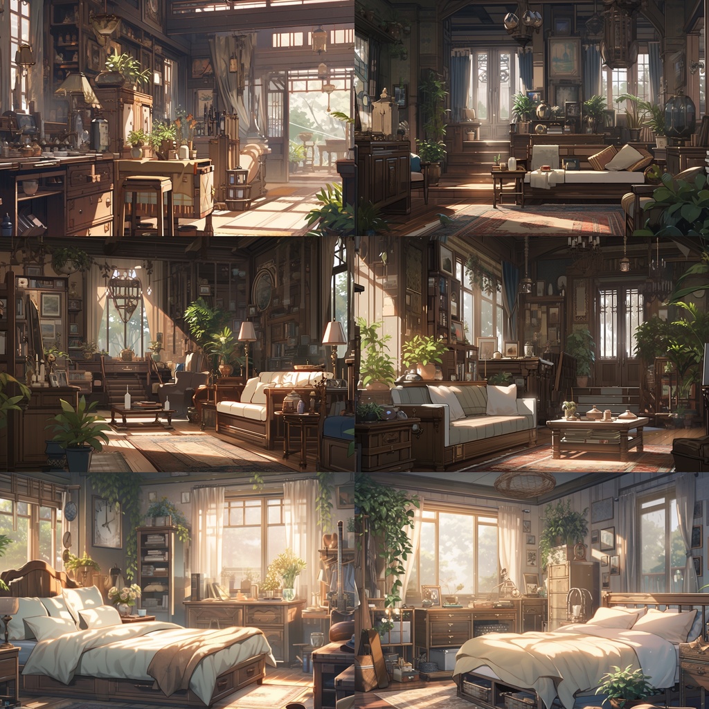 【背景素材】古民家 室内 リビング 寝室 キッチン アトリエ 木造建築等 内観 外観 背景90枚【画集】【コンセプトアート】