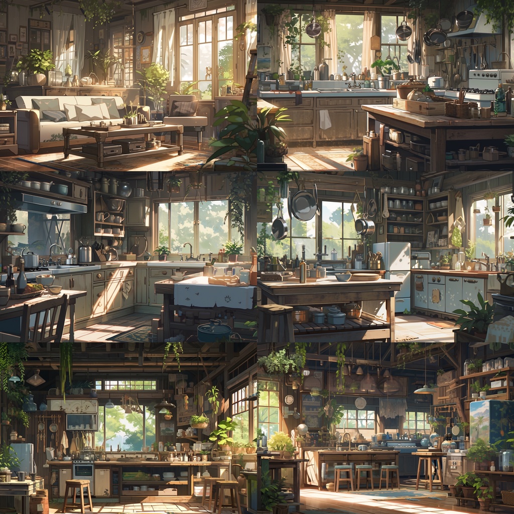 【背景素材】古民家 室内 リビング 寝室 キッチン アトリエ 木造建築等 内観 外観 背景90枚【画集】【コンセプトアート】