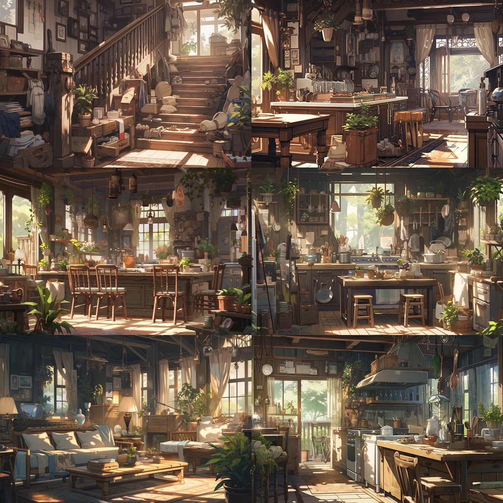 【背景素材】古民家 室内 リビング 寝室 キッチン アトリエ 木造建築等 内観 外観 背景90枚【画集】【コンセプトアート】