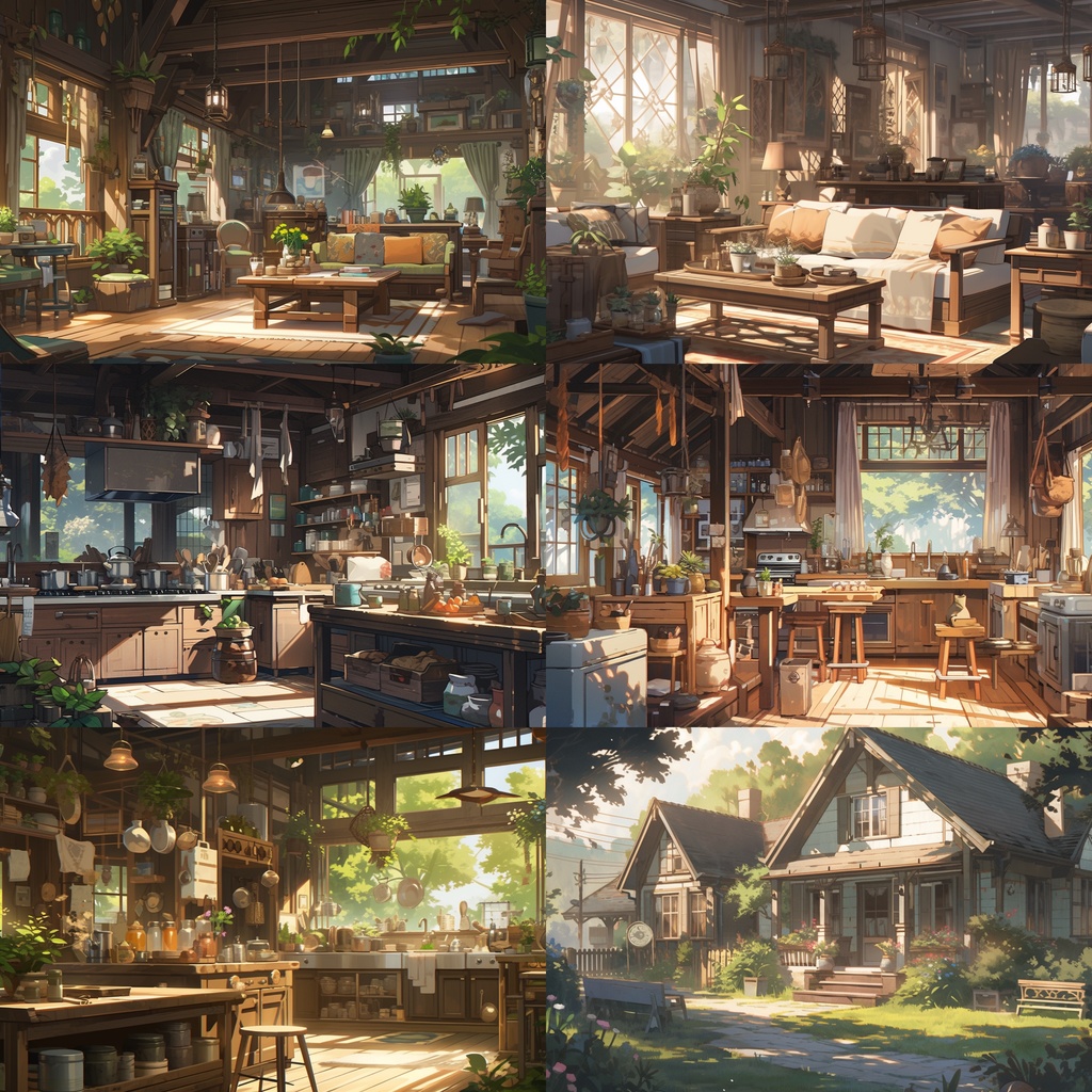 【背景素材】古民家 室内 リビング 寝室 キッチン アトリエ 木造建築等 内観 外観 背景90枚【画集】【コンセプトアート】