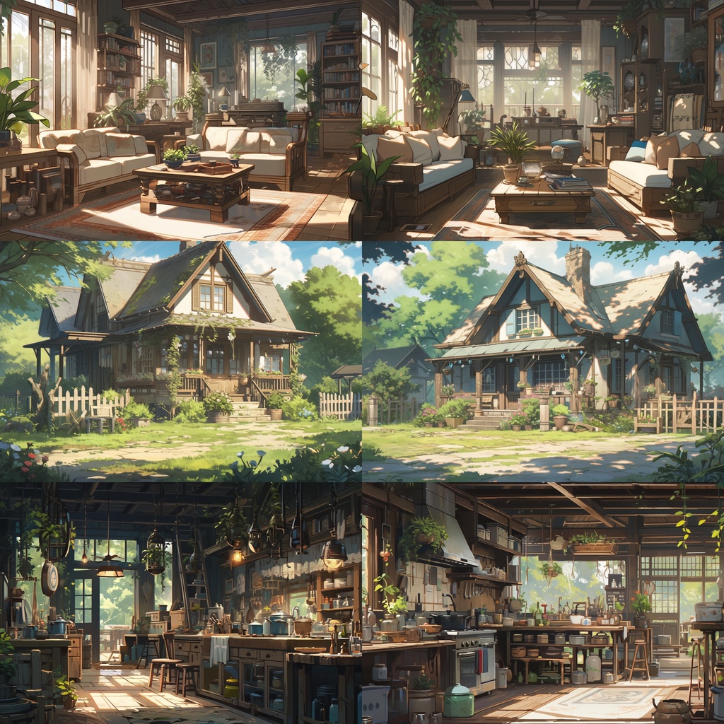 【背景素材】古民家 室内 リビング 寝室 キッチン アトリエ 木造建築等 内観 外観 背景90枚【画集】【コンセプトアート】