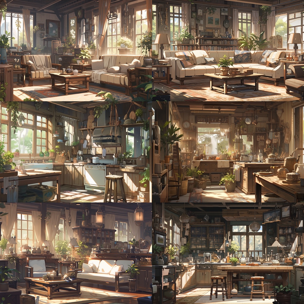 【背景素材】古民家 室内 リビング 寝室 キッチン アトリエ 木造建築等 内観 外観 背景90枚【画集】【コンセプトアート】