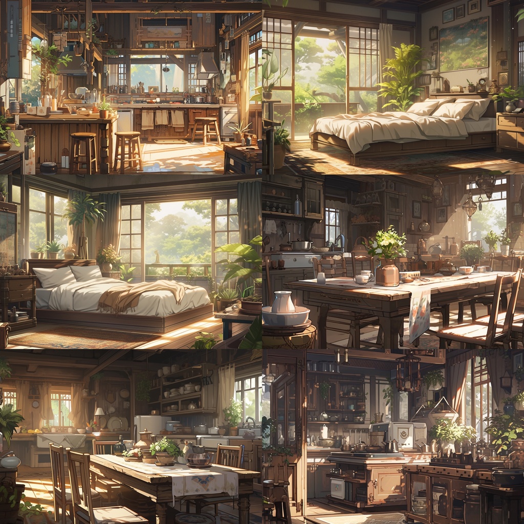 【背景素材】古民家 室内 リビング 寝室 キッチン アトリエ 木造建築等 内観 外観 背景90枚【画集】【コンセプトアート】