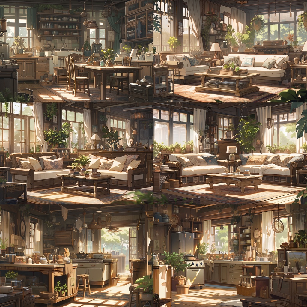 【背景素材】古民家 室内 リビング 寝室 キッチン アトリエ 木造建築等 内観 外観 背景90枚【画集】【コンセプトアート】