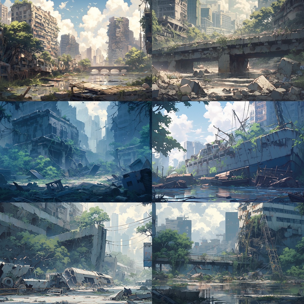 【背景素材】廃墟 廃屋 建物 (居住地 マンション 橋 船) 外観 背景30枚【画集】【コンセプトアート】