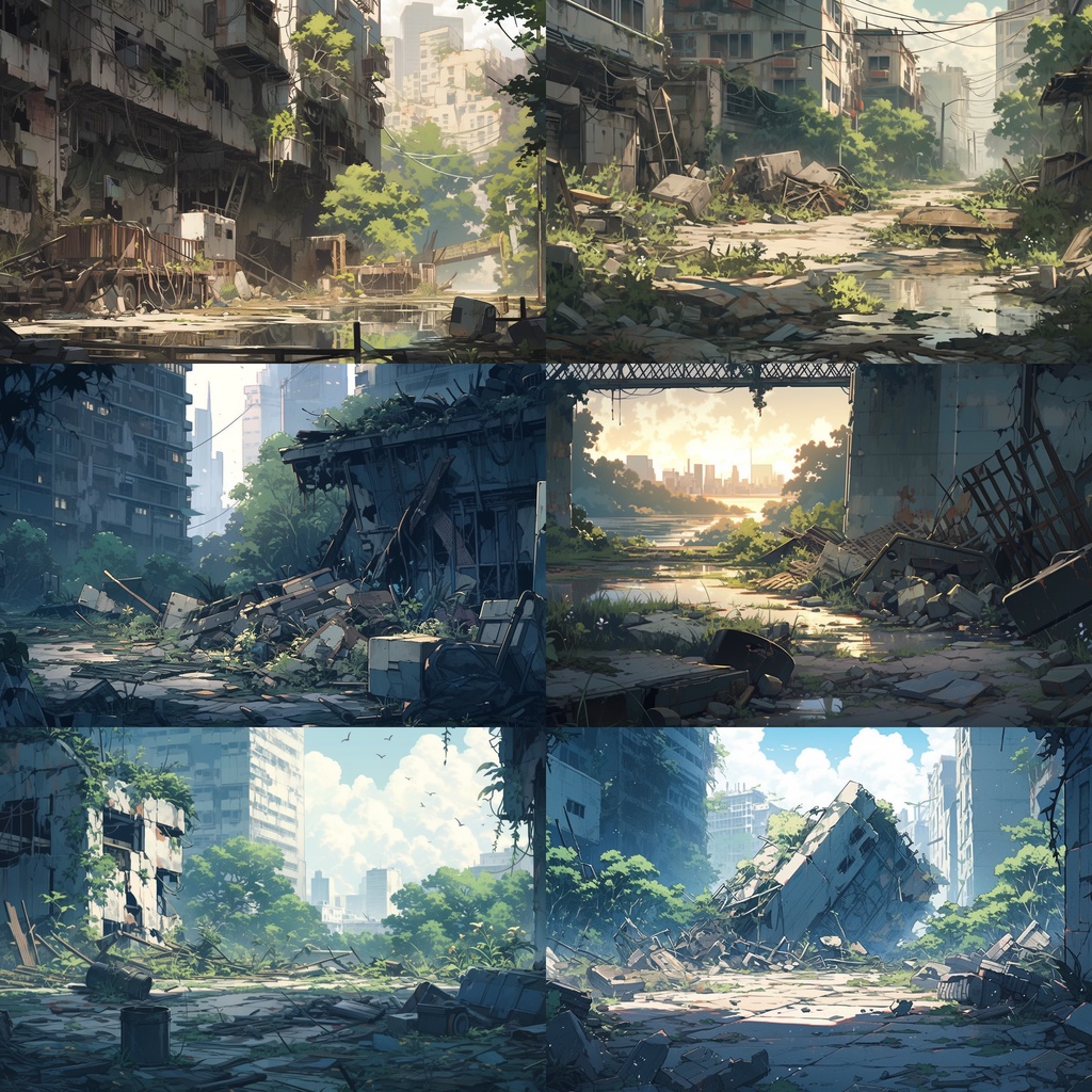 【背景素材】廃墟 廃屋 建物 (居住地 マンション 橋 船) 外観 背景30枚【画集】【コンセプトアート】