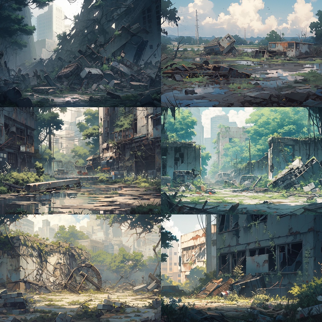 【背景素材】廃墟 廃屋 建物 (居住地 マンション 橋 船) 外観 背景30枚【画集】【コンセプトアート】