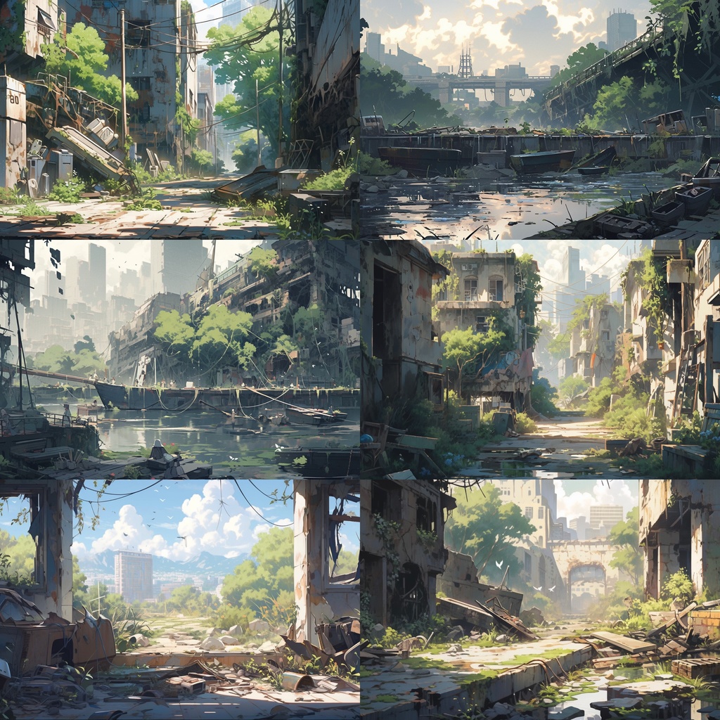 【背景素材】廃墟 廃屋 廃車 廃船 廃橋 建物 終末世界 外観 背景90枚【画集】【コンセプトアート】