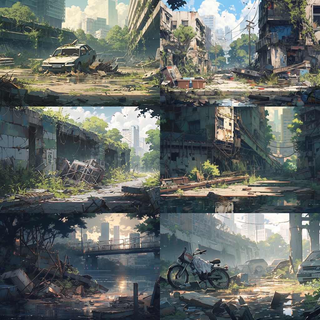 【背景素材】廃墟 廃屋 廃車 廃船 廃橋 建物 終末世界 外観 背景90枚【画集】【コンセプトアート】