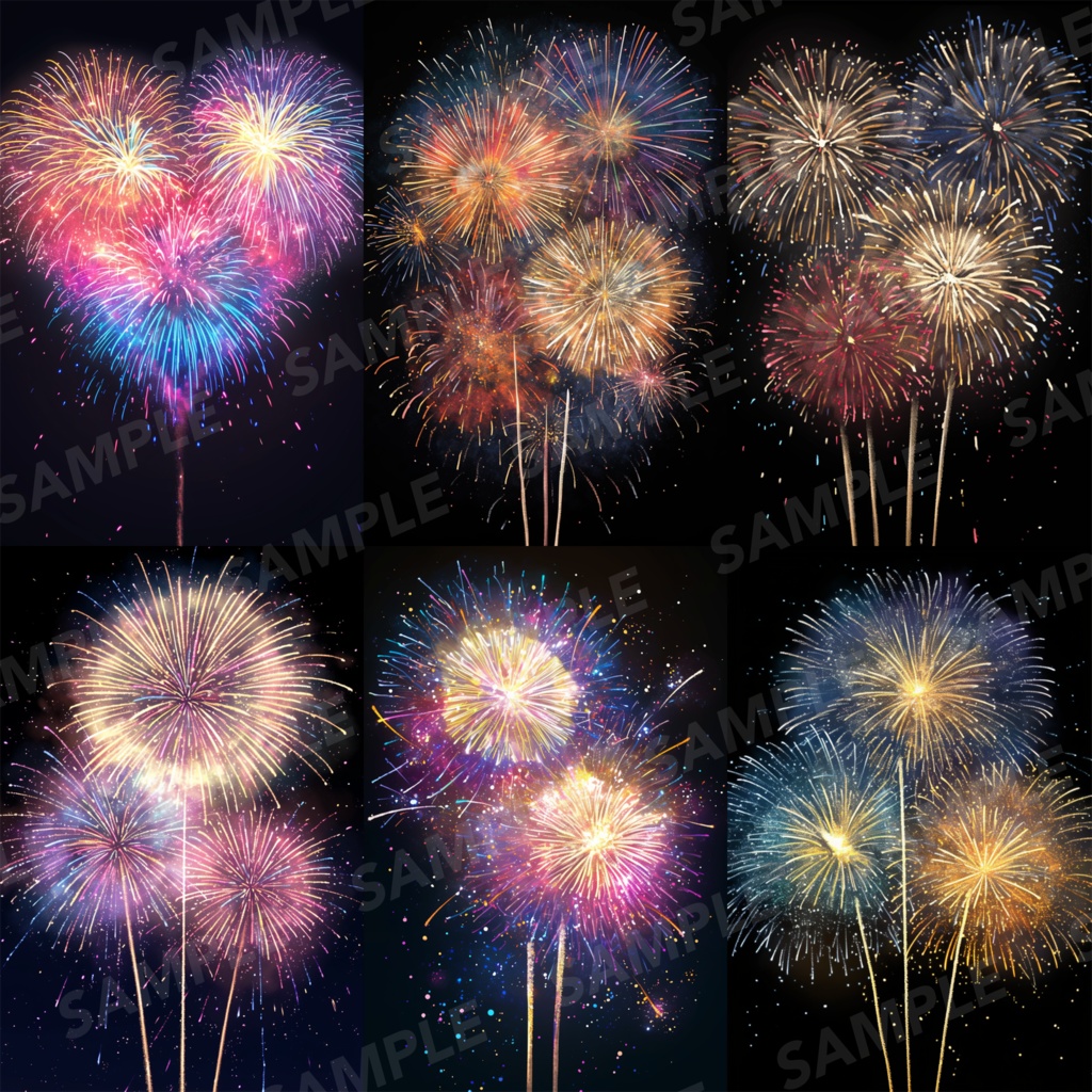 【背景素材】花火 花火大会 線香花火 打ち上げ花火 夏祭り 幻想的 背景30枚【画集】【コンセプトアート】