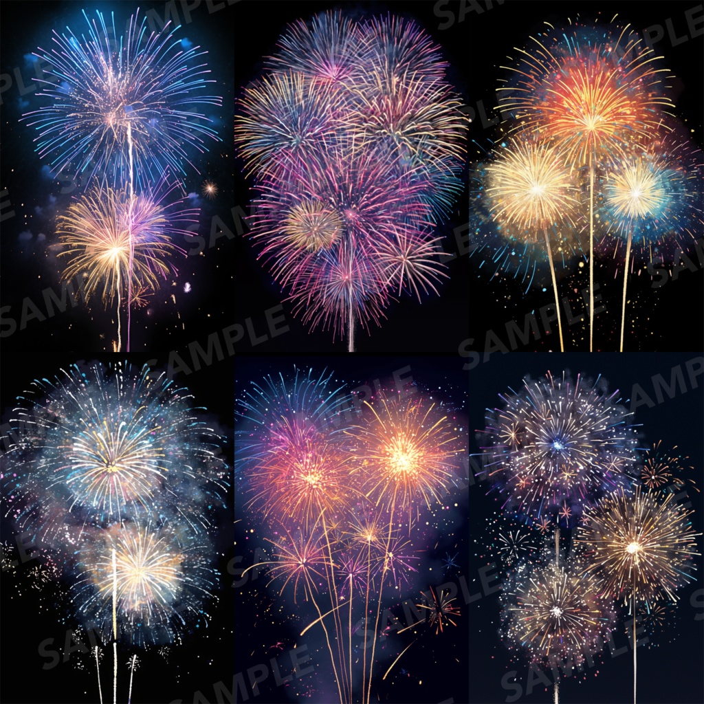 【背景素材】花火 花火大会 線香花火 打ち上げ花火 夏祭り 幻想的 背景30枚【画集】【コンセプトアート】