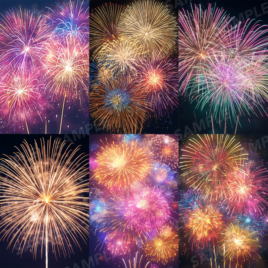 【背景素材】花火 花火大会 線香花火 打ち上げ花火 夏祭り 幻想的 背景30枚【画集】【コンセプトアート】
