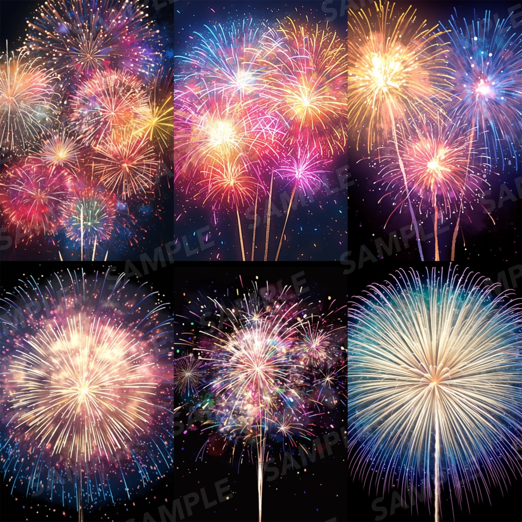 【背景素材】花火 花火大会 線香花火 打ち上げ花火 夏祭り 幻想的 背景30枚【画集】【コンセプトアート】