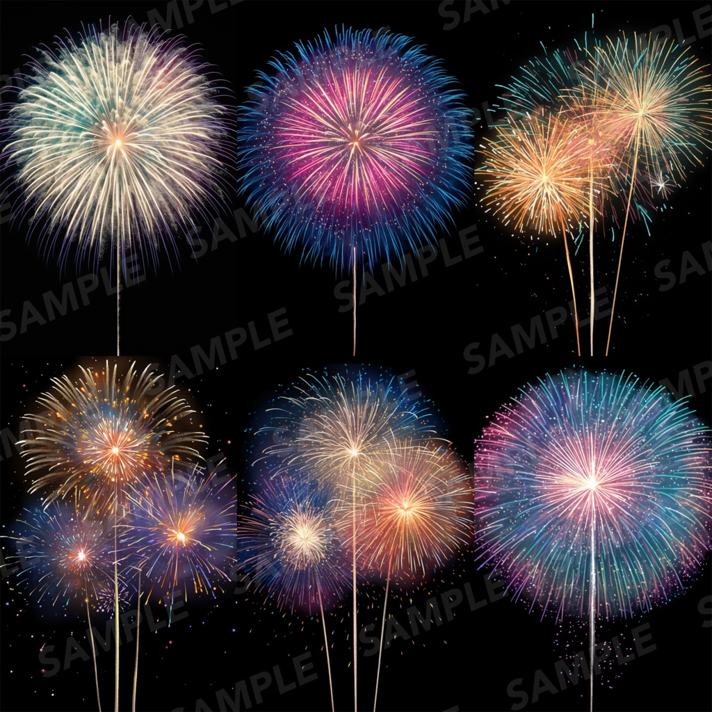【背景素材】花火 花火大会 線香花火 打ち上げ花火 夏祭り 幻想的 背景30枚【画集】【コンセプトアート】