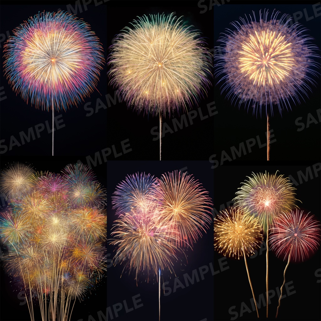 【背景素材】花火 花火大会 線香花火 打ち上げ花火 夏祭り 幻想的 背景30枚【画集】【コンセプトアート】