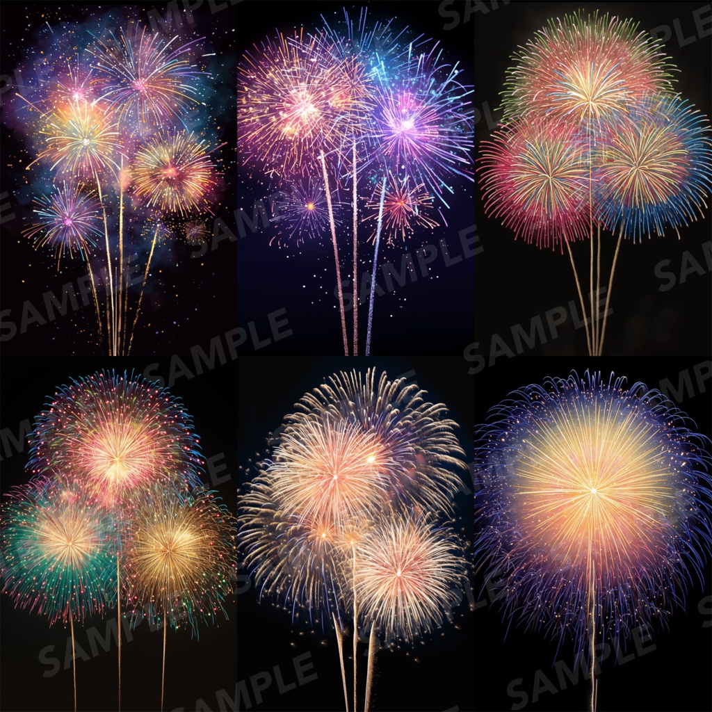 【背景素材】花火 花火大会 線香花火 打ち上げ花火 夏祭り 幻想的 背景90枚【画集】【コンセプトアート】