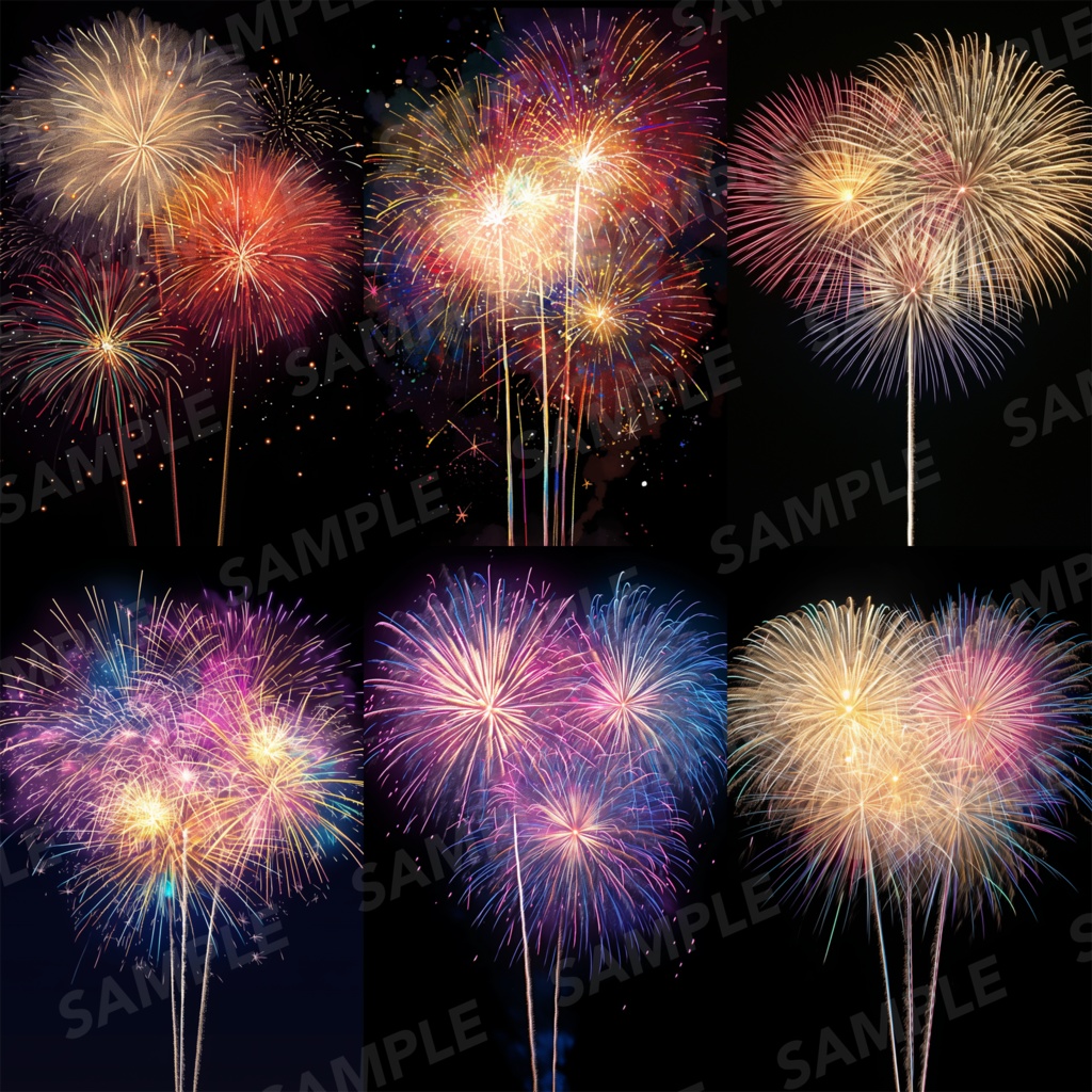 【背景素材】花火 花火大会 線香花火 打ち上げ花火 夏祭り 幻想的 背景90枚【画集】【コンセプトアート】