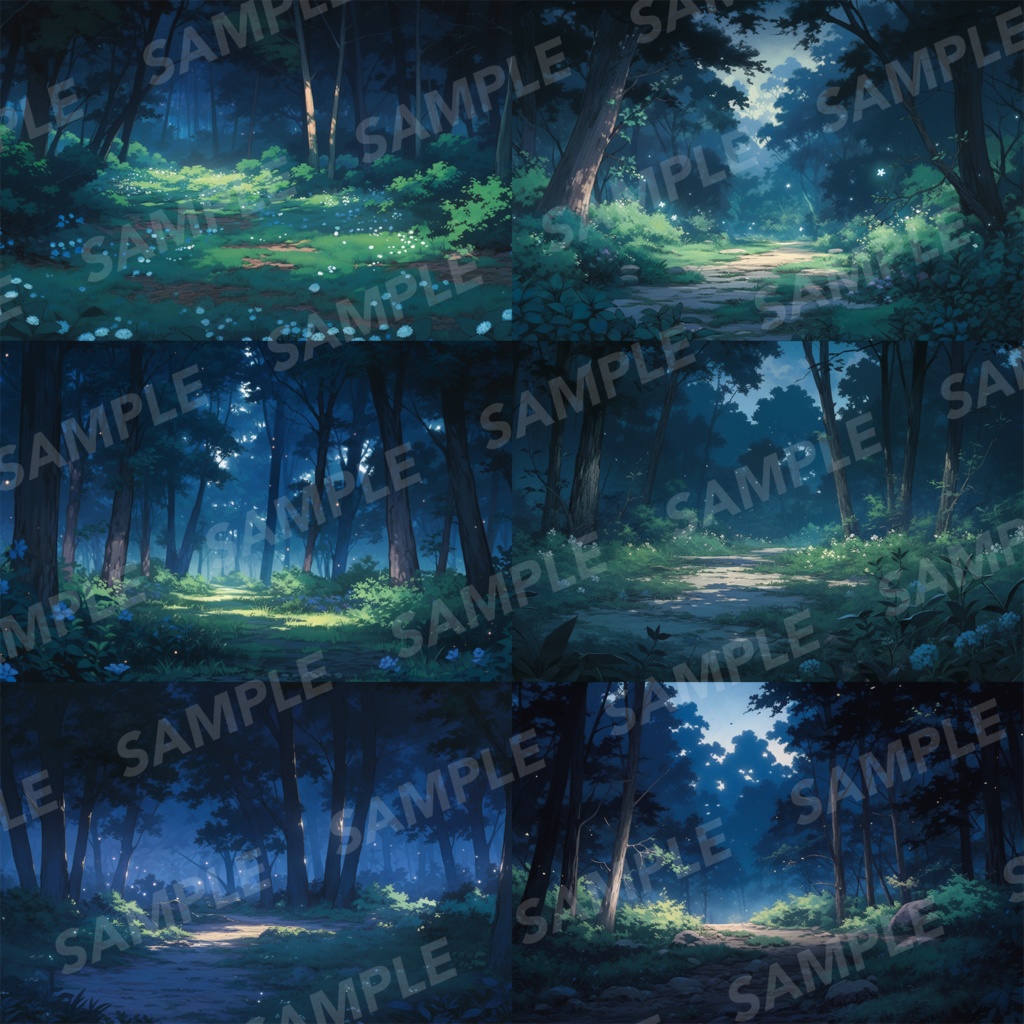 【背景素材】【朝と夜】森林 草むら 小川 森 木 緑 草 花 自然 川 小道 自然 植物 山中 ジャングル フォレスト 色彩 背景90枚【画集】【コンセプトアート】