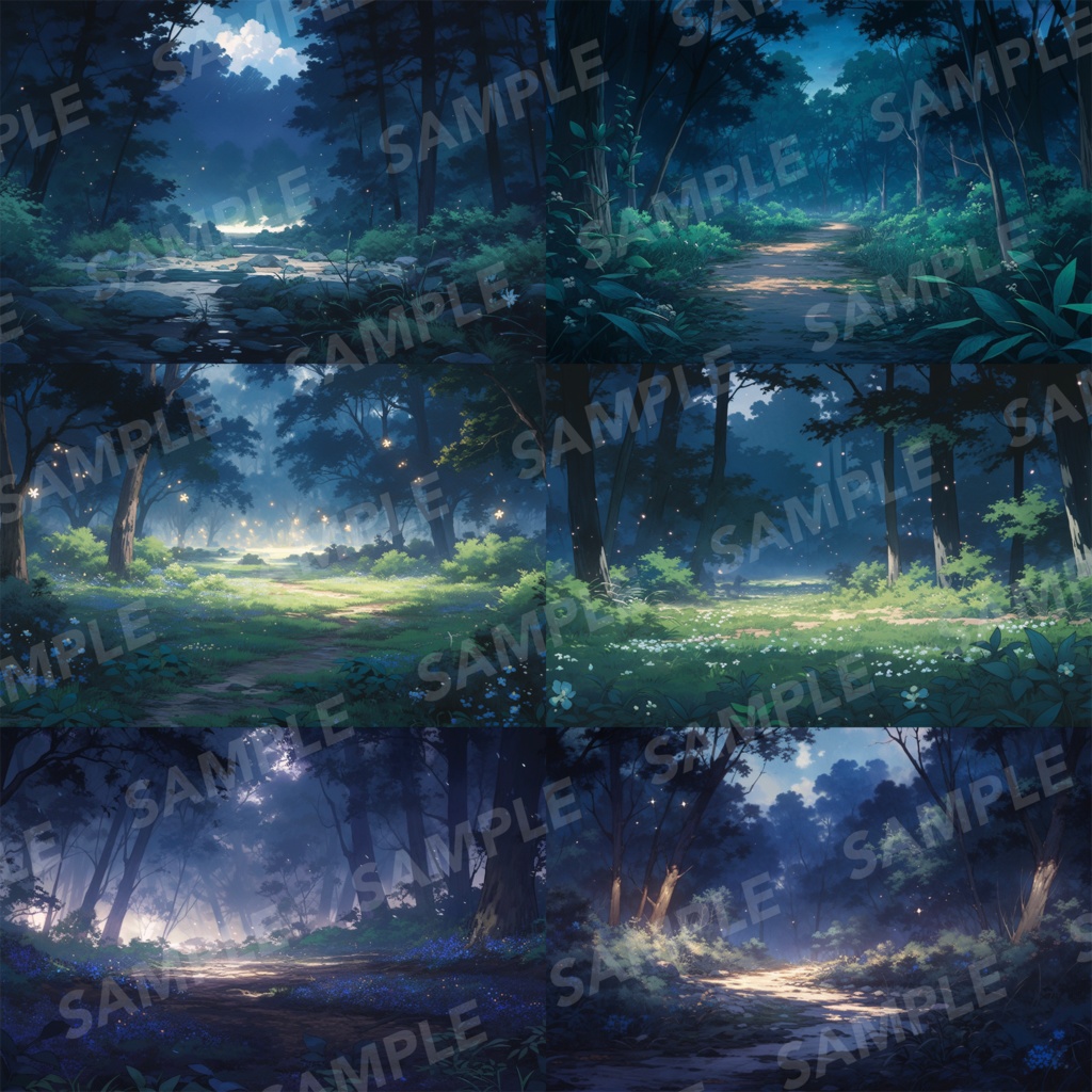 【背景素材】【朝と夜】森林 草むら 小川 森 木 緑 草 花 自然 川 小道 自然 植物 山中 ジャングル フォレスト 色彩 背景90枚【画集】【コンセプトアート】