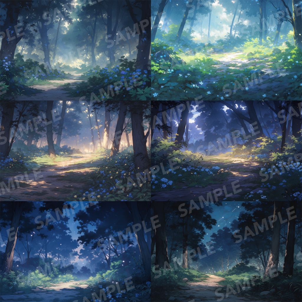 【背景素材】【朝と夜】森林 草むら 小川 森 木 緑 草 花 自然 川 小道 自然 植物 山中 ジャングル フォレスト 色彩 背景90枚【画集】【コンセプトアート】