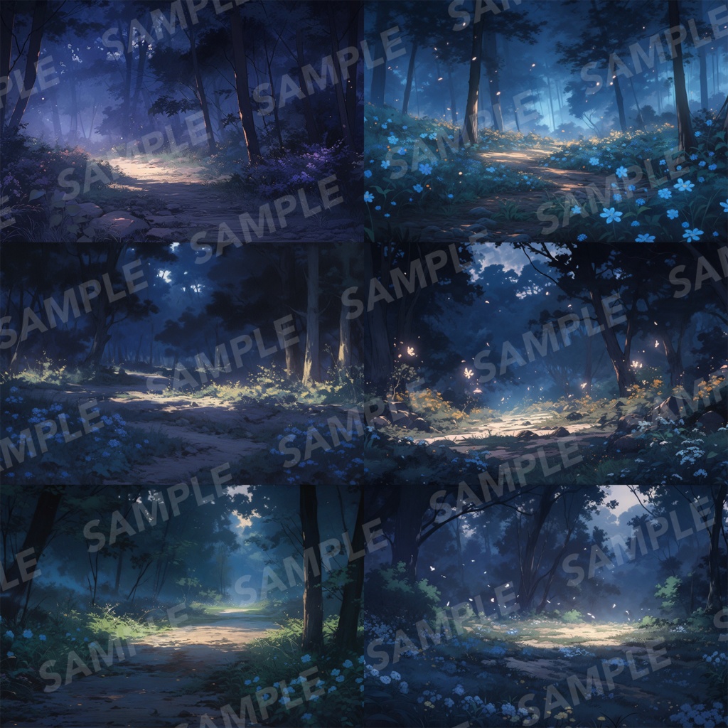 【背景素材】【朝と夜】森林 草むら 小川 森 木 緑 草 花 自然 川 小道 自然 植物 山中 ジャングル フォレスト 色彩 背景90枚【画集】【コンセプトアート】