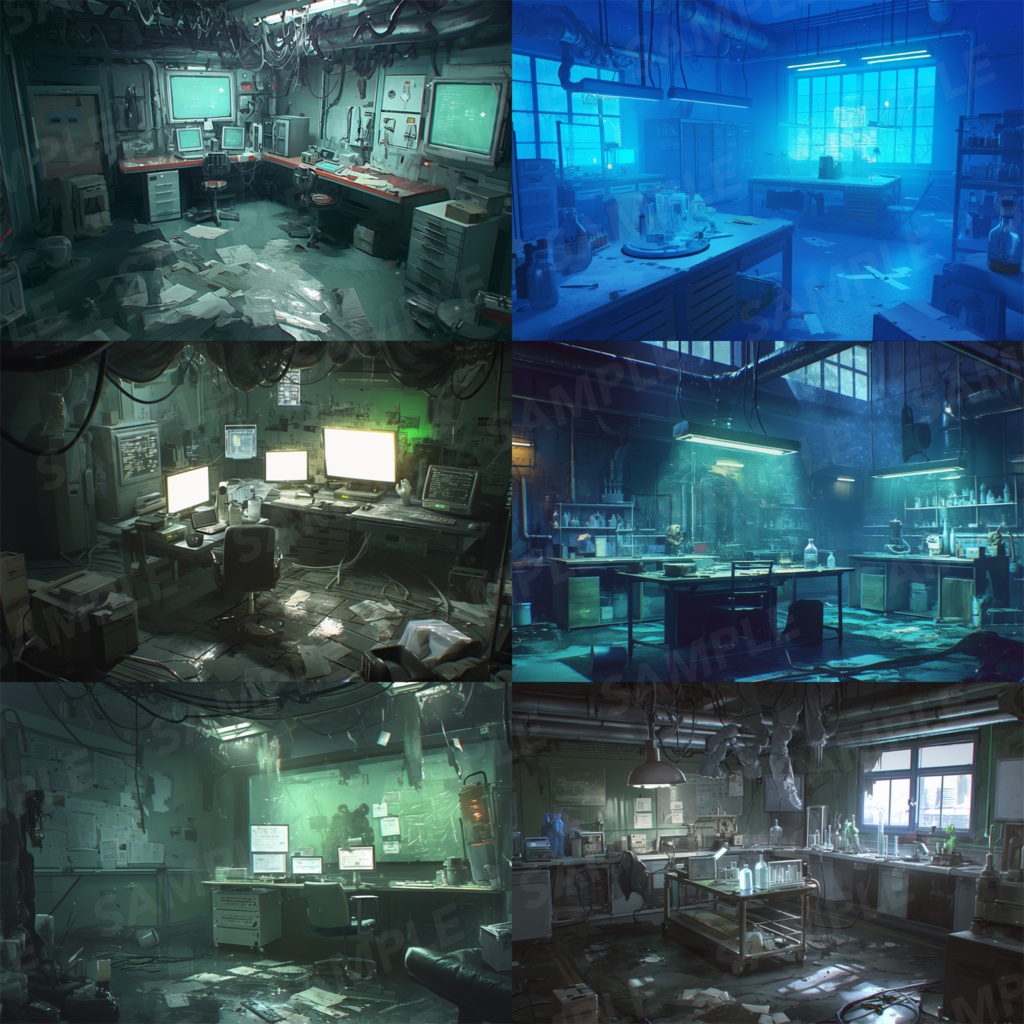 【背景素材】研究室 ラボ 手術室 実験室 病院 バイオ施設 廃病院 廃墟 医療機器 オペ室 ホラー SF ディストピア 背景 世界観 30枚【画集】【コンセプトアート】