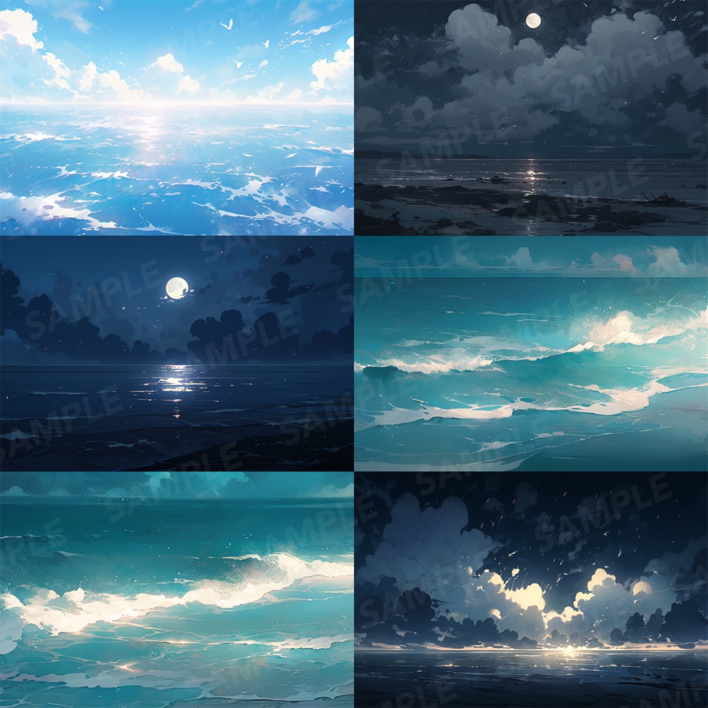 【背景素材】海 海辺 海岸 海面 水面 波 砂浜 ビーチ 湖 スパークル 世界観 30枚【画集】【コンセプトアート】