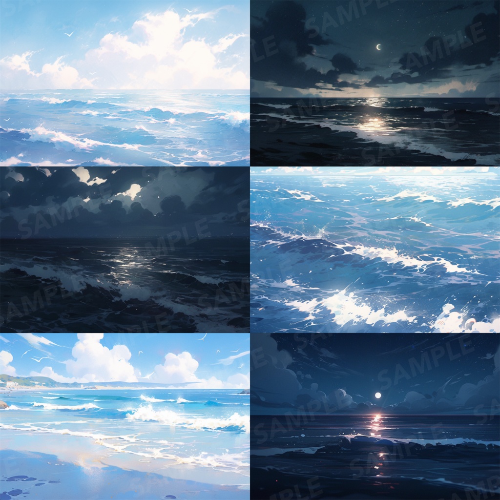 【背景素材】海 海辺 海岸 海面 水面 波 砂浜 ビーチ 湖 スパークル 世界観 30枚【画集】【コンセプトアート】