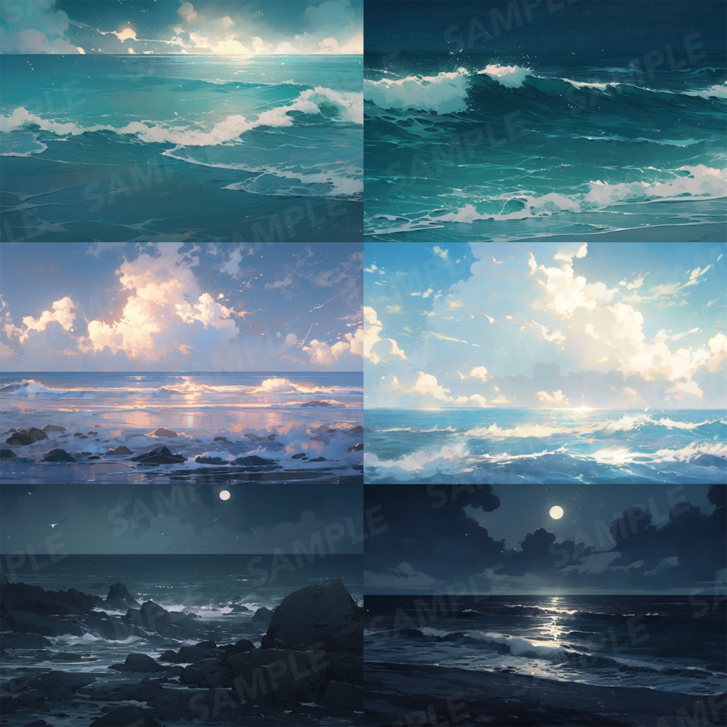 【背景素材】海 海辺 海岸 海面 水面 波 砂浜 ビーチ 湖 スパークル 世界観 30枚【画集】【コンセプトアート】