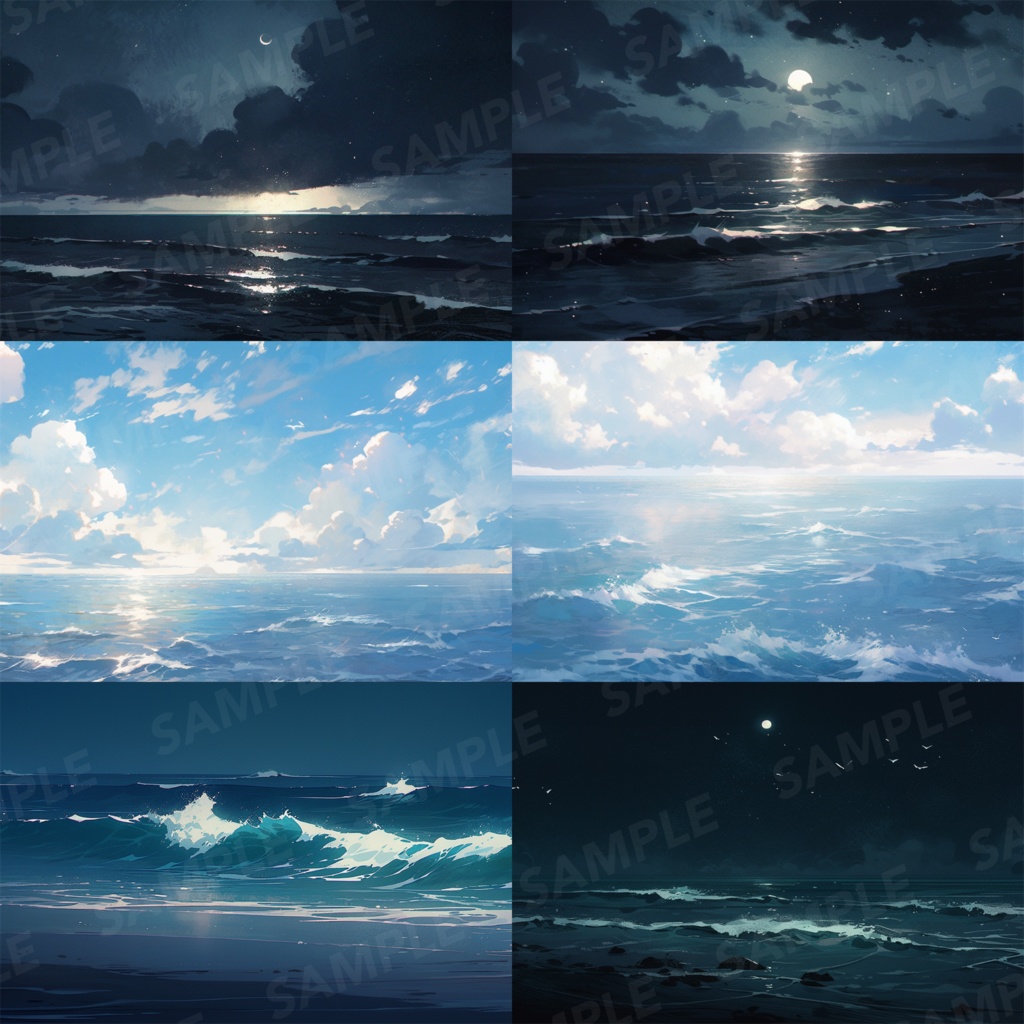 【背景素材】海 海辺 海岸 海面 水面 波 砂浜 ビーチ 湖 スパークル 世界観 30枚【画集】【コンセプトアート】
